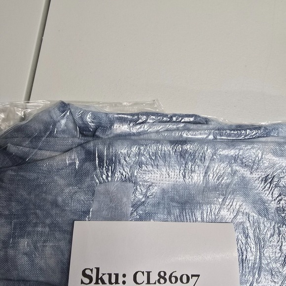 Faherty Shirt Womens Large Blue Tie Dye Long‎ Sleeve Button Linen Coastal Beach - Picture 11 of 11